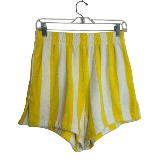 Trovata Birds of Paradise Yellow & White Stripe Terry Shorts sz Small - Picture 1 of 6